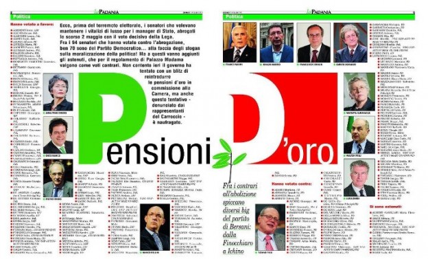 ECCO I 94 SENATORI CHE HANNO VOTATO CONTRO I TAGLI ALLE PENSIONI D’ORO – I NOMI