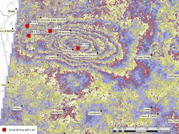 TERREMOTO EMILIA DEL 29 MAGGIO 2012: LE FOTO DEI SATELLITI RIVELANO CHE IL SUOLO SI È ALZATO DI 12 CENTIMETRI