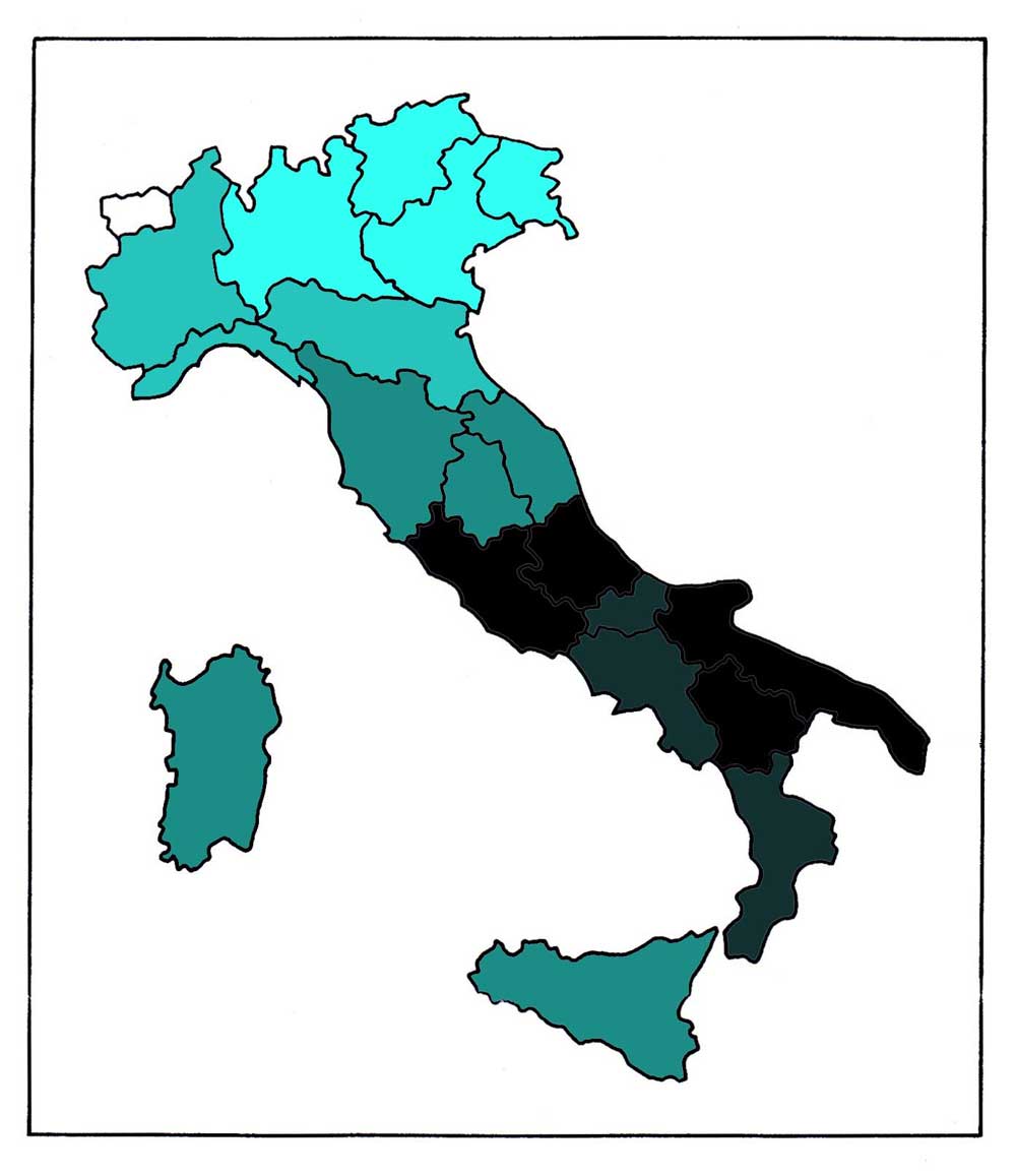 Percentuale di cittadini favorevoli all’indipendenza della propria regione dall’Italia