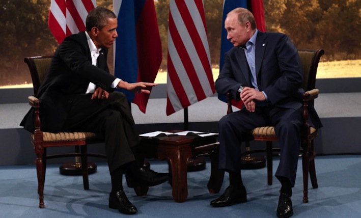 Barak Obama a colloquio con Vladimir Putin.