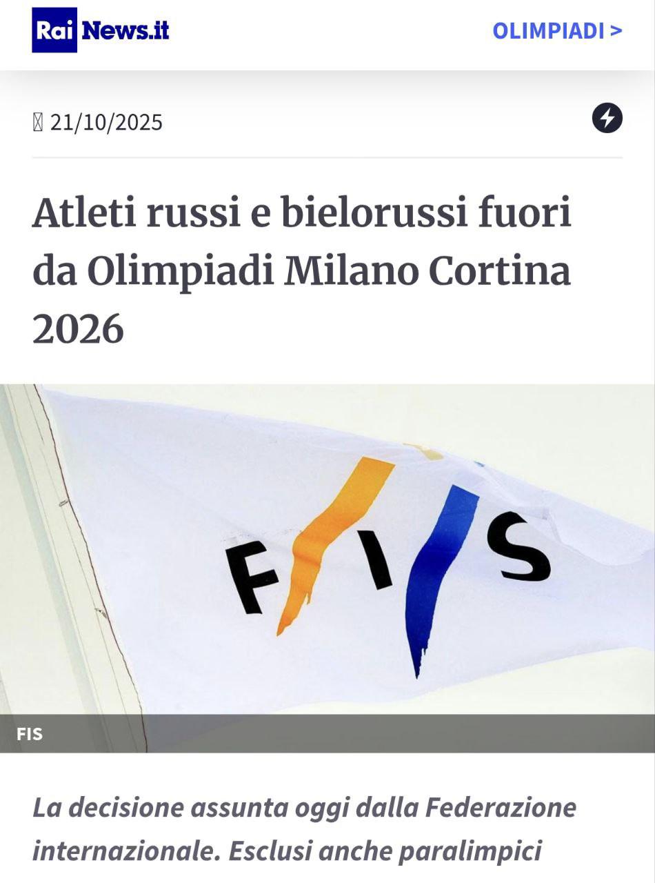 ATLETI RUSSI E BIELORUSSI FUORI DA OLIMPIADI DI MILANO CORTINA 2026
